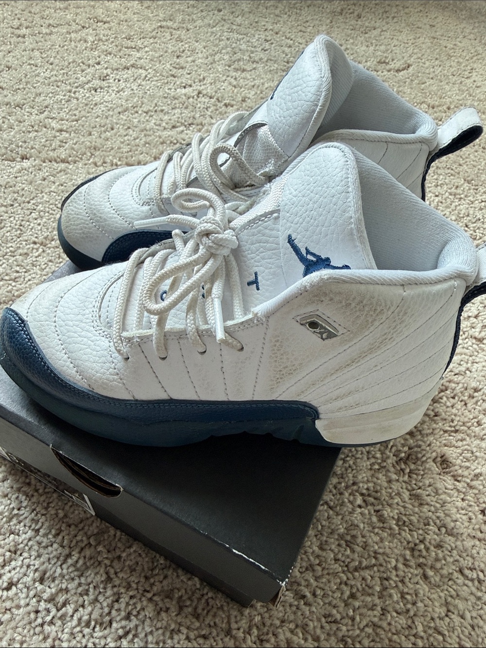Jordan Kids White and Navy Basketball Sneakers